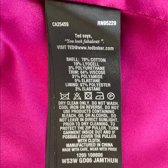 Ted Baker Fuchsia Kwyli Structured Zip Peplum Dress - Picture 9 of 11